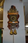 Dutch Brass Decorated Weighted Wall Clock