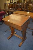 Oak School Desk with Inkwell