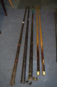 Two Snooker Cues - Jo Davis Club Cue and Another with Three Metal Cases