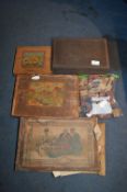 Four Wood Cased Edwardian Building Block Sets