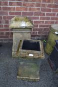 Two Square Limestone Chimney Pots