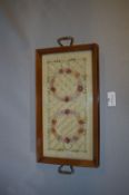 Edwardian Mahogany Tray with Needlework Panel