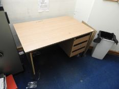 *Single Pedestal Desk in Light Oak Finish