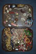 Two Trays of Costume Jewellery Including Beaded Ne