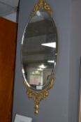 Gilt Decorated Oval Bevelled Edge Wall Mirror