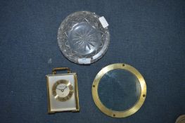 Circular Brass Ships Porthole, Glass Fruit Bowl an