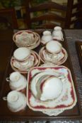Floral Patterned Windsor Part Tea Set and an Oak T