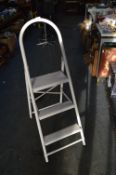 White Tubular Metal Three Height Folding Steps