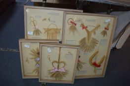 Two Large and Two Small Framed Corn Dolly Pictures