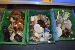 Three Green Storage Boxes Containing Ornaments, Po