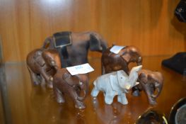 Craved Wood, Soapstone and Leather Elephant Figure