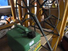 5L Plastic Petrol Can and a Metal Hose Reel