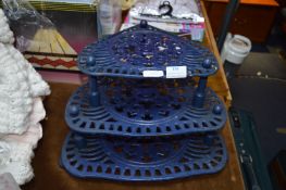 Blue Cast Metal Three Tier Pan Stands