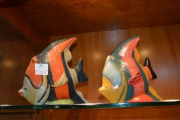 Two Large Pottery Fish Ornaments