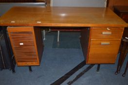 Teak Single Pedestal Desk with Cupboard Under