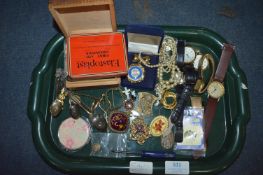 Tray Lot; Costume Jewellery, Wristwatches, Trinket
