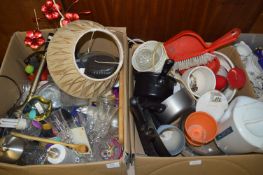 Two Large Boxes of Kitchenware; Pans, Kettles, Mix
