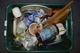Storage Box and Contents of Dinnerware, Glassware,