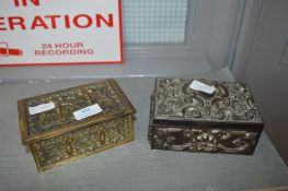 Embossed Brass Trinket Box and a Silver Plated Tri