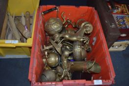Storage Box and Contents of Brassware, Ornaments,