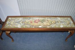 Beaded Needlework Panel Side Table on Cabriole Leg