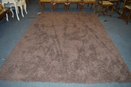 Brown Shaggy Wool Rug 298x204cm