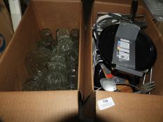 *Box Containing Assorted Glassware and a Box of Cr