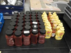 *BBQ Sauce, Mustard and Red Hot Sauce