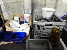 *Box Containing Assorted Latte Cups, Glassware, et