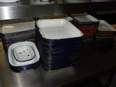 *Approx 100 Blue & White Enamel Rectangular Dishes