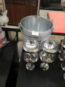 *Four Ice Buckets and Four Stainless Steel Sundae