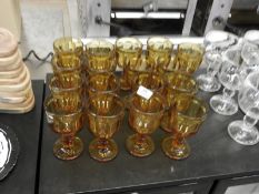 *Seventeen Amber Ice Cream Glasses