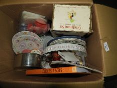 *Box Containing Assorted Recipe Books, Cake Plates