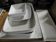 *Square White Crockery, Roasting Dishes, etc.