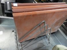 *Four Polyethene Chopping Board in Stainless Steel