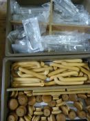 Two Trays of wood and Metal Knobs and Handles