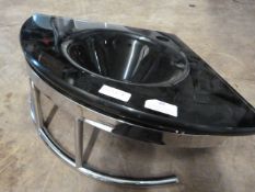 *Small Blue Glass Corner Sink with Chrome Bracket