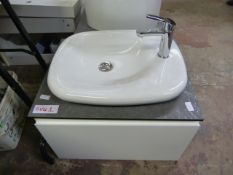 *White Single Door and Drawer Cabinet with Grey Wo