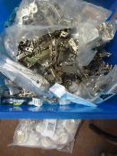 Box of Kitchen Unit Hinges and Porcelain Knobs