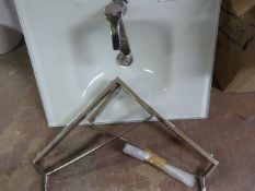 *Green Tinted Glass Sink with Tap and Chrome Frame