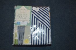 Navy Stripe Pencil Pleat Curtains (Width 168cm, Length 137cm)
