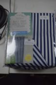 Navy Striped Pencil Pleat Curtains (Width 66