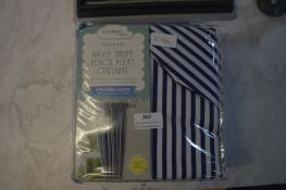 Navy Stripe Pencil Pleat Curtains (Width 168cm, Length 137cm)