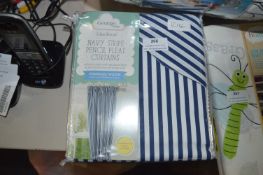 Navy Stripe Pencil Pleat Curtains (Width 168cm, Length 137cm)