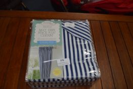 Navy Stripe Pencil Pleat Curtains (Width 168cm, Length 137cm)