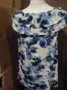 *Ten Blue Floral Sleeveless Tops (Various Sizes)