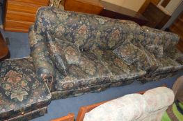 Black & Gilt Floral Upholstered Suite - Two Two Se