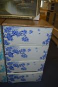 *Chest of Four White & Blue Floral Drawers