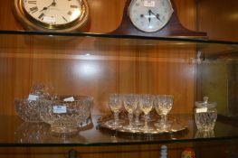 Cut Glass Bowls, Wine Glasses and a Plated Tray