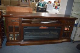 *Twin Star Media Mantel Solid Wood Log Effect Fire